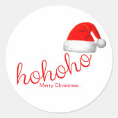 HoHoHo Kerst Pet Rood Wit Ronde Sticker (Voorkant)
