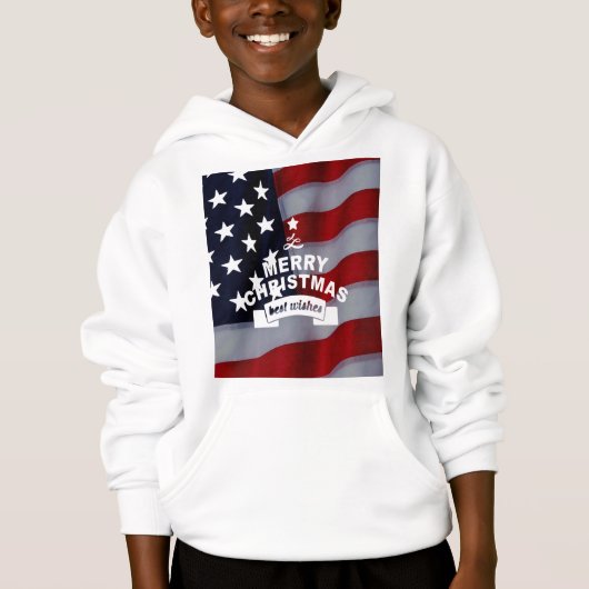 HOHOHO! Kerstdag Amerikaanse vlag hoodie (Voorkant)