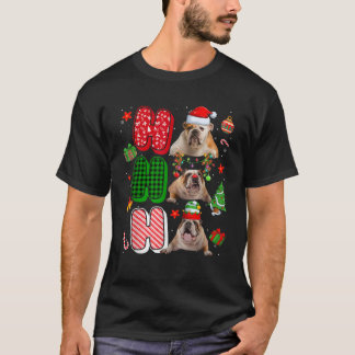 HOHOHO Kerstman Elf Rendier Engelse Bulldog Honden T-shirt