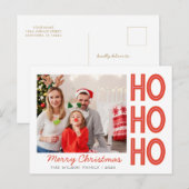 HoHoHo Kerstmis Familie Fotokaart Aangepast Feestdagenkaart (Voorkant / Achterkant)