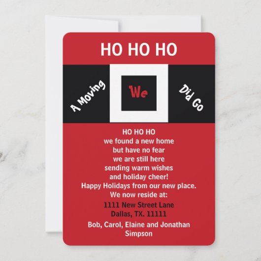 HOHOHO New Address Holiday Moving Announcement Kaart (Voorkant)