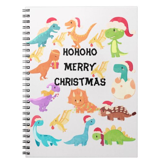 HoHoHo Prettig Kerstmis Dinosaurus Notitieboek (Voorkant)