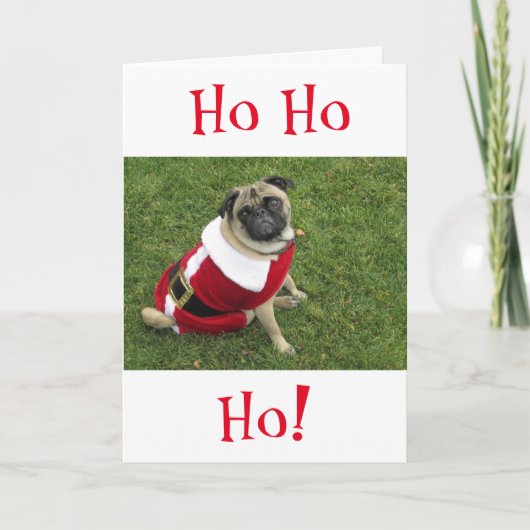 HoHoHo Pug-kerstkaart Feestdagen Kaart (Voorkant)