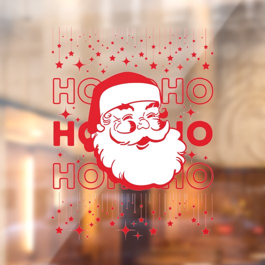 Hohoho Red Retro Santa Claus Starry Sky Raamsticker (Vel 2)