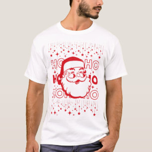 Hohoho Red Retro Santa Claus Starry Sky T-shirt