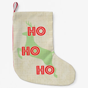 hohoho rendier vintage rood groen kerst kleine kerstsok