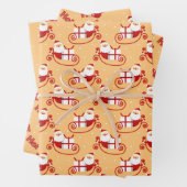HoHoHo Santa Claus-Afbeeldingen op Peach Kerstmis Inpakpapier Vel (In situ)