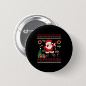 Hohoho Santa Claus Dabbing Ugly Christmas Sweater  Ronde Button 5,7 Cm (Voorkant /achterkant)
