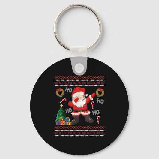Hohoho Santa Claus Dabbing Ugly Christmas Sweater Sleutelhanger (Voorkant)