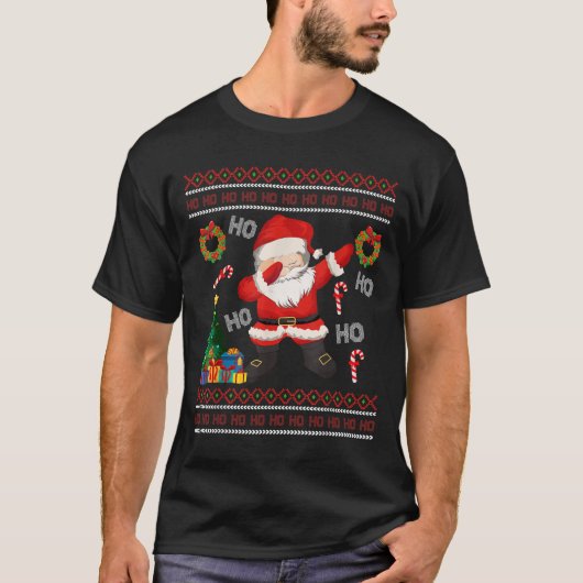 Hohoho Santa Claus Dabbing Ugly Christmas Sweater  T-shirt (Voorkant)
