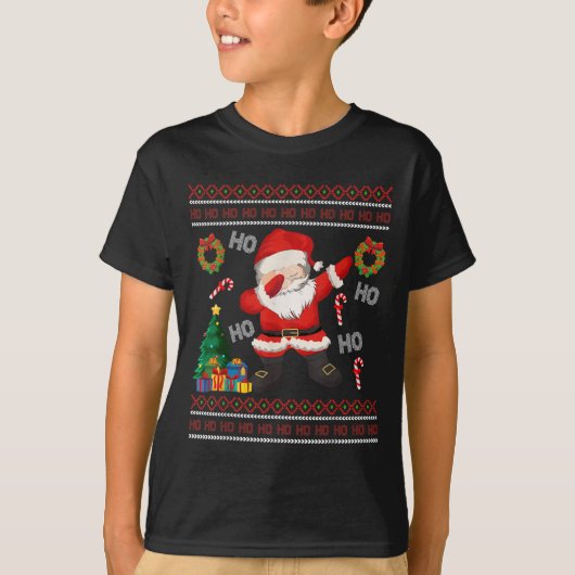 Hohoho Santa Claus Dabbing Ugly Christmas Sweater T-shirt (Voorkant)