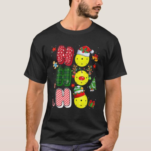 HOHOHO Santa Elf Rendier Pickleball Balls Xmas Tr T-shirt (Voorkant)
