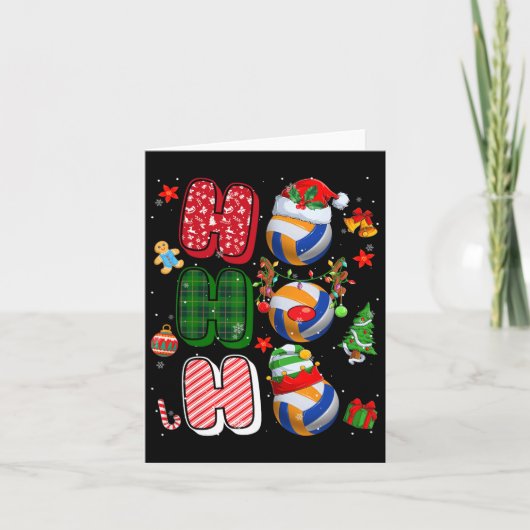 Hohoho Santa Elf Rendier Volleybal Xmas Tree Lig Kaart (Voorkant)