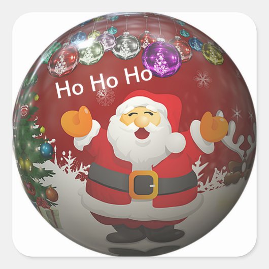 "HoHoHo Santa" Vierkante Sticker (Voorkant)