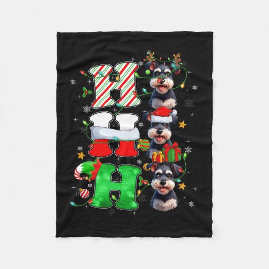 Hohoho Schnauzer Dog Santa Elf Pet Rendier Christ Fleece Deken (Voorkant)