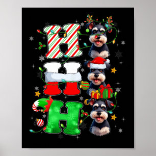Hohoho Schnauzer Dog Santa Elf Pet Rendier Christ Poster