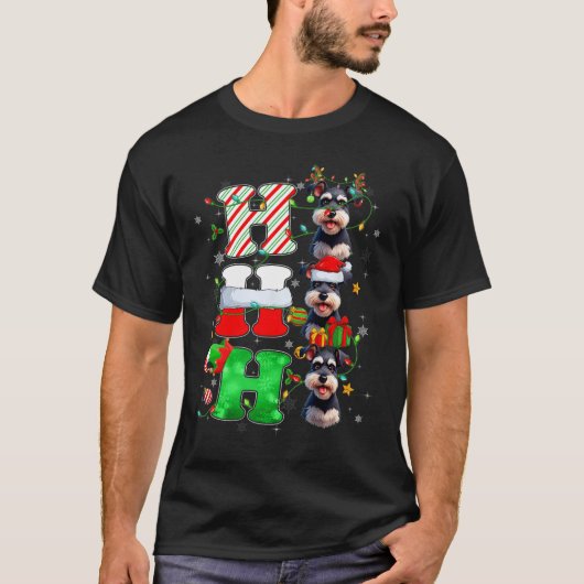 Hohoho Schnauzer Dog Santa Elf Pet Rendier Christ T-shirt (Voorkant)