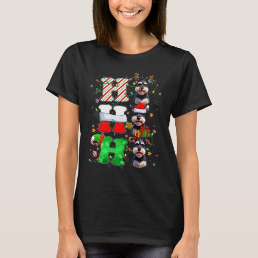 Hohoho Schnauzer Dog Santa Elf Pet Rendier Christ T-shirt (Voorkant)