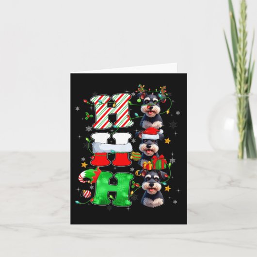 Hohoho Schnauzer hond Sinterklaas Elf hoed Rendier Kaart (Voorkant)