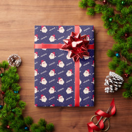 HOHOHO Sinterklaas op Navy Blue Cadeaupapier