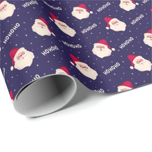 HOHOHO Sinterklaas op Navy Blue Cadeaupapier (Rol Hoek)