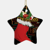 HoHoHo! Vrolijk kerstfeest en een gelukkig nieuwja Keramisch Ornament (Rechts)