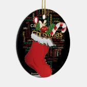 HoHoHo! Vrolijk kerstfeest en een gelukkig nieuwja Keramisch Ornament (Rechts)