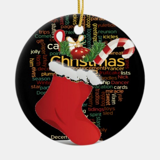 HoHoHo! Vrolijk kerstfeest en een gelukkig nieuwja Keramisch Ornament (Voorkant)