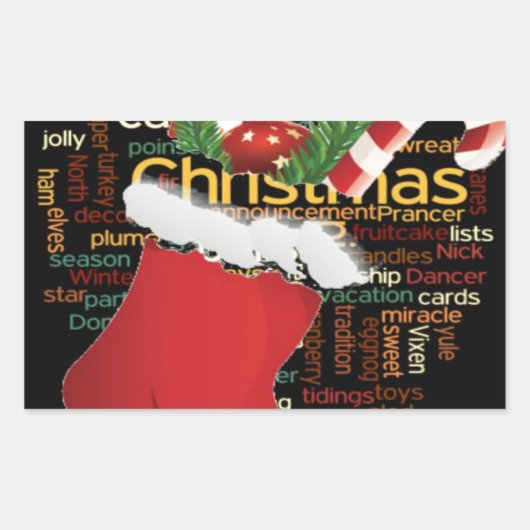 HoHoHo! Vrolijk kerstfeest en een gelukkig nieuwja Rechthoekige Sticker (Voorkant)