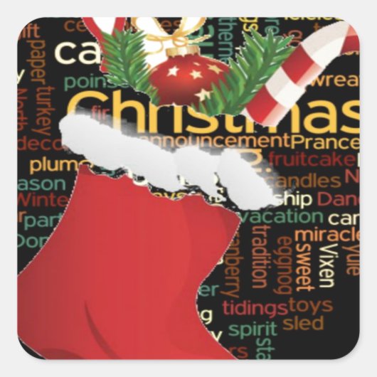 HoHoHo! Vrolijk kerstfeest en een gelukkig nieuwja Vierkante Sticker (Voorkant)