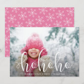 HoHoHo White Overlay Holiday Photo Feestdagenkaart (Voorkant / Achterkant)