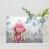 HoHoHo White Overlay Holiday Photo Feestdagenkaart (Staand voorkant)