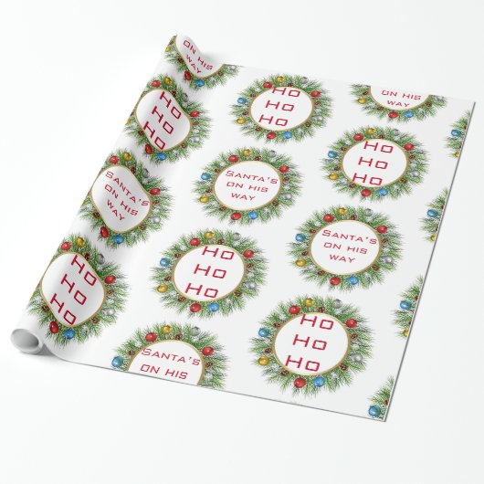 HoHoHoHo Glossy Kerst Wrapping Papier (Uitgerold)