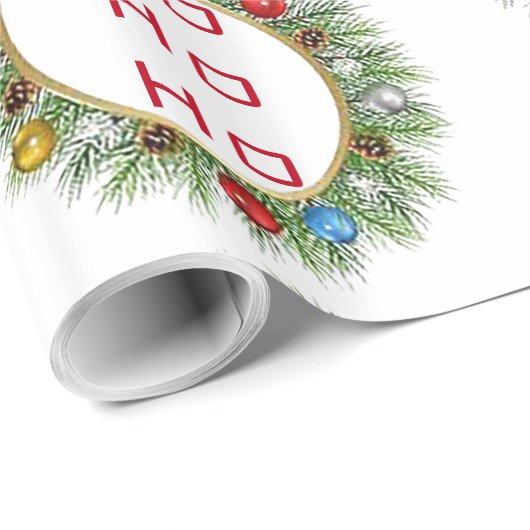 HoHoHoHo Glossy Kerst Wrapping Papier (Rol Hoek)