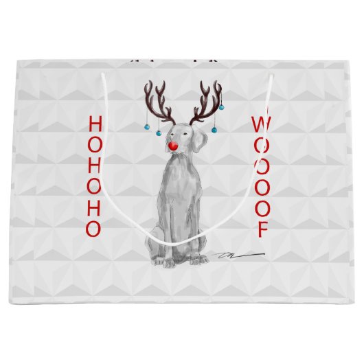 HOHOHOWOOOF WEIMARANER GIFT BAG LARGE CADEAUTASJE (Voorkant)