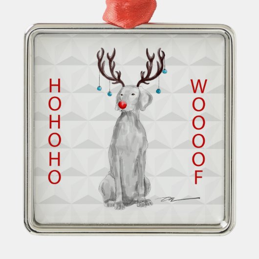 HOHOHOWOOOF WEIMARANER ORNAMENT (Voorkant)