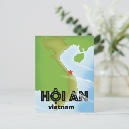 Hoi An Vietnam reisposter art print Briefkaart (Staand voorkant)