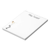 Hoi, baas. Notitieblok met zakenman (Linkerzijde)