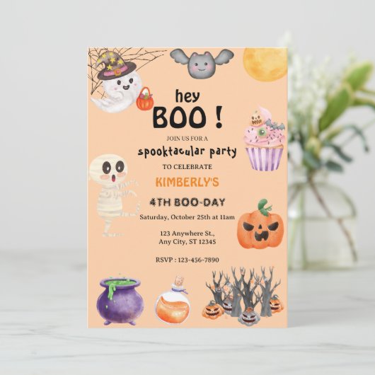 Hoi Boe! Halloween spookachtige verjaardag Kaart (Staand voorkant)
