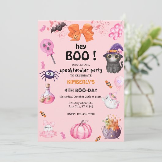 Hoi Boe! Halloween spookachtige verjaardag Kaart (Staand voorkant)