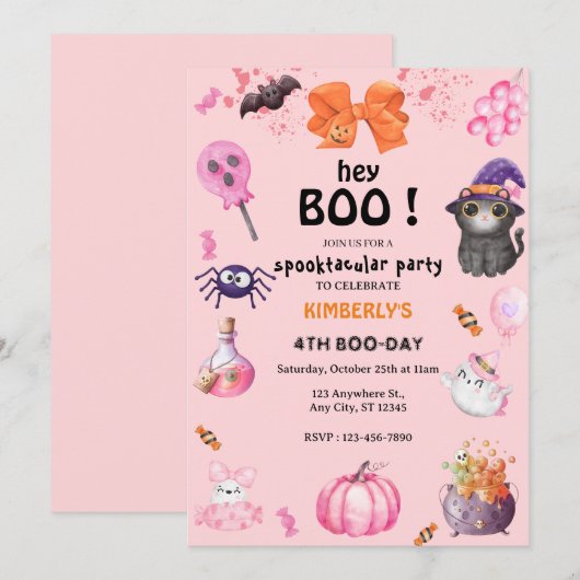 Hoi Boe! Halloween spookachtige verjaardag Kaart (Voorkant / Achterkant)