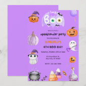 Hoi Boe! Paarse Halloween Ghost Kids Verjaardag Kaart (Voorkant / Achterkant)