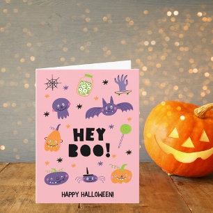 Hoi Boe! Schattigee Cartoon Halloween personages Kaart