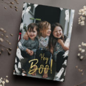 Hoi Boo! Halloween Gold Lettering Foto Folie Feestdagenkaart