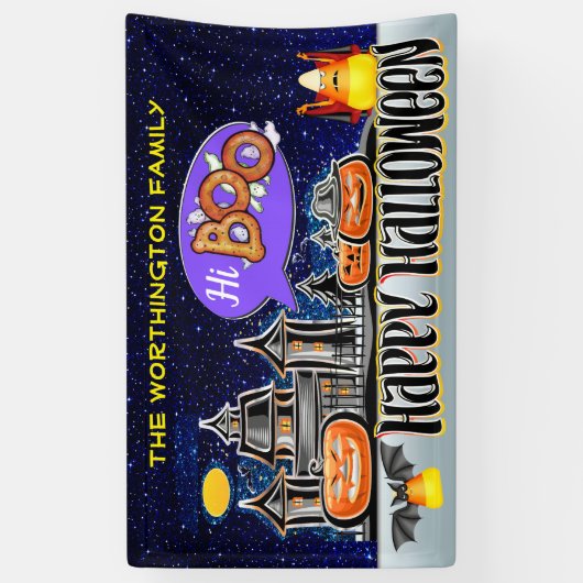 Hoi Boo! Happy Halloween! Spandoek (Verticaal)