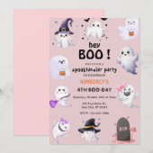 Hoi Boo! Roze Lila Halloween Ghost Girl Birthday Kaart (Voorkant / Achterkant)