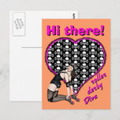 Hoi daar! roller derby Diva Briefkaart (Voorkant / Achterkant)