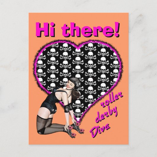Hoi daar! roller derby Diva Briefkaart (Voorkant)