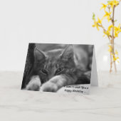 Hoi! Deze kat komt om een fijne verjaardag te wens Kaart (Gele Bloem)