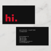 Hoi. Elegant Plain Black Trendy Hallo Visitekaartje (Voorkant / Achterkant)